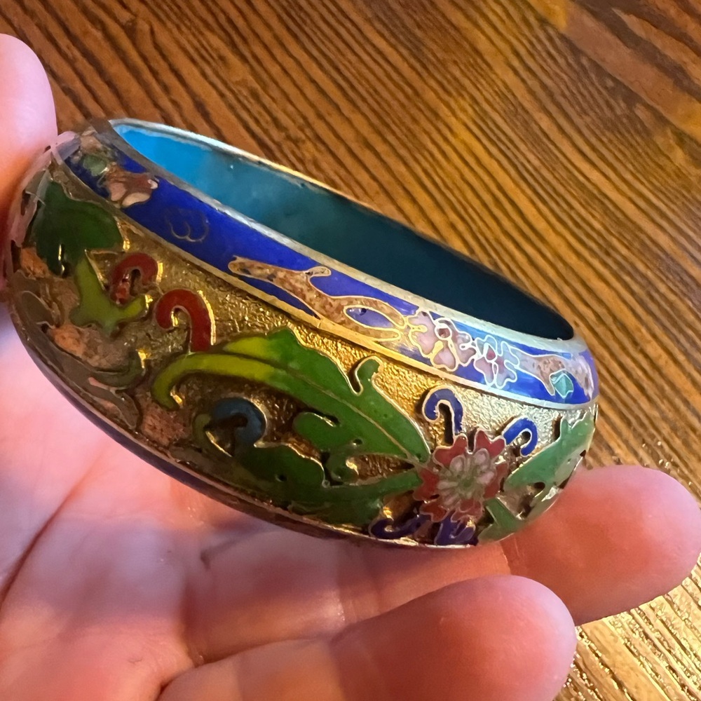 Antique Blue and Green Cloisonné Enamel Bracelet